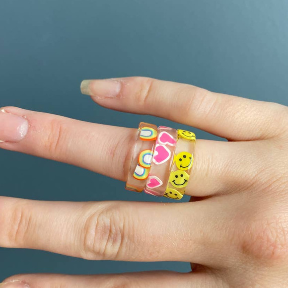 Y2k acrylic chunky emoji rings - Picture 1 of 8